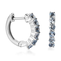 Santa Maria Aquamarine Hoop Earrings in Platinum Over Sterling Silver 0.75 ctw