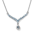 Santa Maria Aquamarine and White Zircon Sunburst Necklace 18 Inches in Platinum Over Sterling Silver 1.30 ctw - Sticky add to cart bar