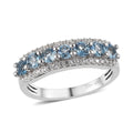 Santa Maria Aquamarine and White Zircon Ring in Platinum Over Sterling Silver (Size 10.0) 1.15 ctw - Sticky add to cart bar