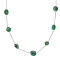 Socoto Emerald Station Necklace 20 Inches in Rhodium Over Sterling Silver 50.00 ctw - Sticky add to cart bar