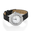 EON 1962 Swiss Movement Moissanite Watch in Sterling Silver with Black Genuine Leather Strap 2.65 ctw - Sticky add to cart bar