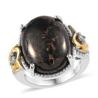 Karis Matrix Silver Shungite, Simulated Diamond Ring in 18K YG Plated and Platinum Bond (Size 10.0) 8.40 ctw