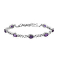 African Amethyst Station Bracelet in Stainless Steel (6.50 In) 2.65 ctw - Sticky add to cart bar