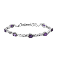 African Amethyst Station Bracelet in Stainless Steel (6.50 In) 2.65 ctw
