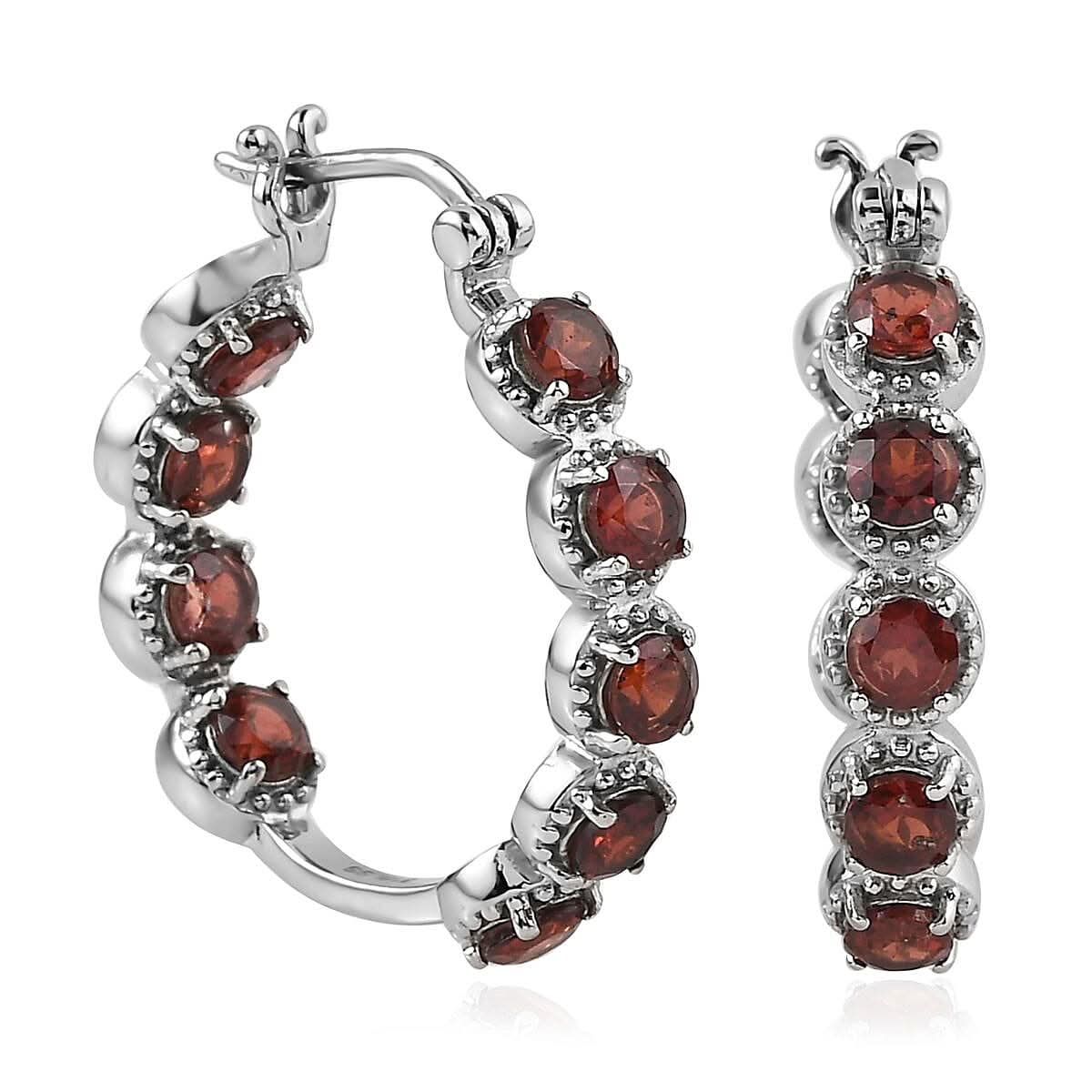 Thai Black Spinel Hoop Earrings in Stainless Steel 3.75 ctw (6)