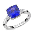 Certified and Appraised Rhapsody 950 Platinum AAAA Tanzanite and E-F VS Diamond Ring - Sticky add to cart bar