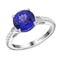 Certified and Appraised Rhapsody AAAA Tanzanite and E-F VS Diamond Ring
