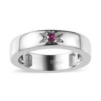 Orissa Rhodolite Garnet Celestial Band Ring in Platinum Over Sterling Silver (Size 5.0) 0.05 ctw