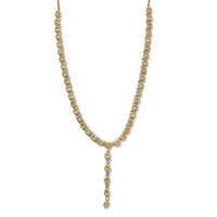 Yellow Sapphire (FF) and Moissanite Necklace 18 Inches in Vermeil Yellow Gold Over Sterling Silver 16.00 ctw