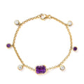 Moroccan Amethyst and Multi Gemstone Station Charm Bracelet in Vermeil Yellow Gold Over Sterling Silver (7.00 In) 5.00 ctw - Sticky add to cart bar