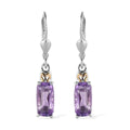 Rose De France Amethyst Lever Back Earrings in Vermeil YG and Platinum Over Sterling Silver 2.75 ctw - Sticky add to cart bar