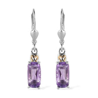 Rose De France Amethyst Lever Back Earrings in Vermeil YG and Platinum Over Sterling Silver 2.75 ctw