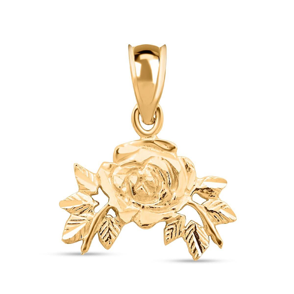 Made in America 10K Yellow Gold Rose Pendant