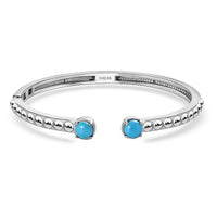 Sleeping Beauty Turquoise Cuff Bangle in Stainless Steel (6.50 In) 1.60 ctw
