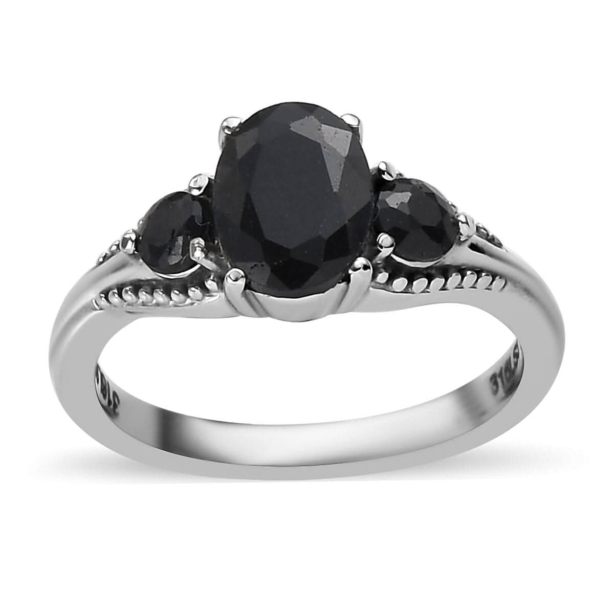 Midnight Sapphire Ring in Stainless Steel 2.15 ctw