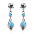 Bali Legacy Sleeping Beauty Turquoise and Niassa Ruby (FF) Dangle Earrings in Sterling Silver 2.20 ctw - Sticky add to cart bar