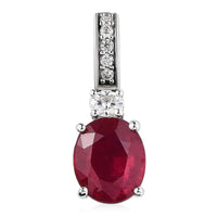 Niassa Ruby (FF) and Moissanite Pendant in Platinum Over Sterling Silver 3.85 ctw