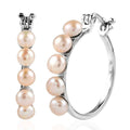 Pink Freshwater Pearl Hoop Earrings in Stainless Steel 9.75 ctw - Sticky add to cart bar