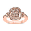 Natural Champagne Diamond Cluster Ring in Vermeil Rose Gold Over Sterling Silver 0.50 ctw - Sticky add to cart bar