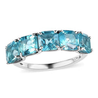 Madagascar Paraiba Apatite 5 Stone Ring in Platinum Over Sterling Silver 3.15 ctw