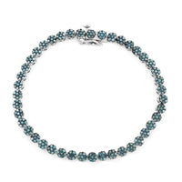 Blue Diamond Bracelet in Platinum Over Sterling Silver (7.25 In) 3.00 ctw