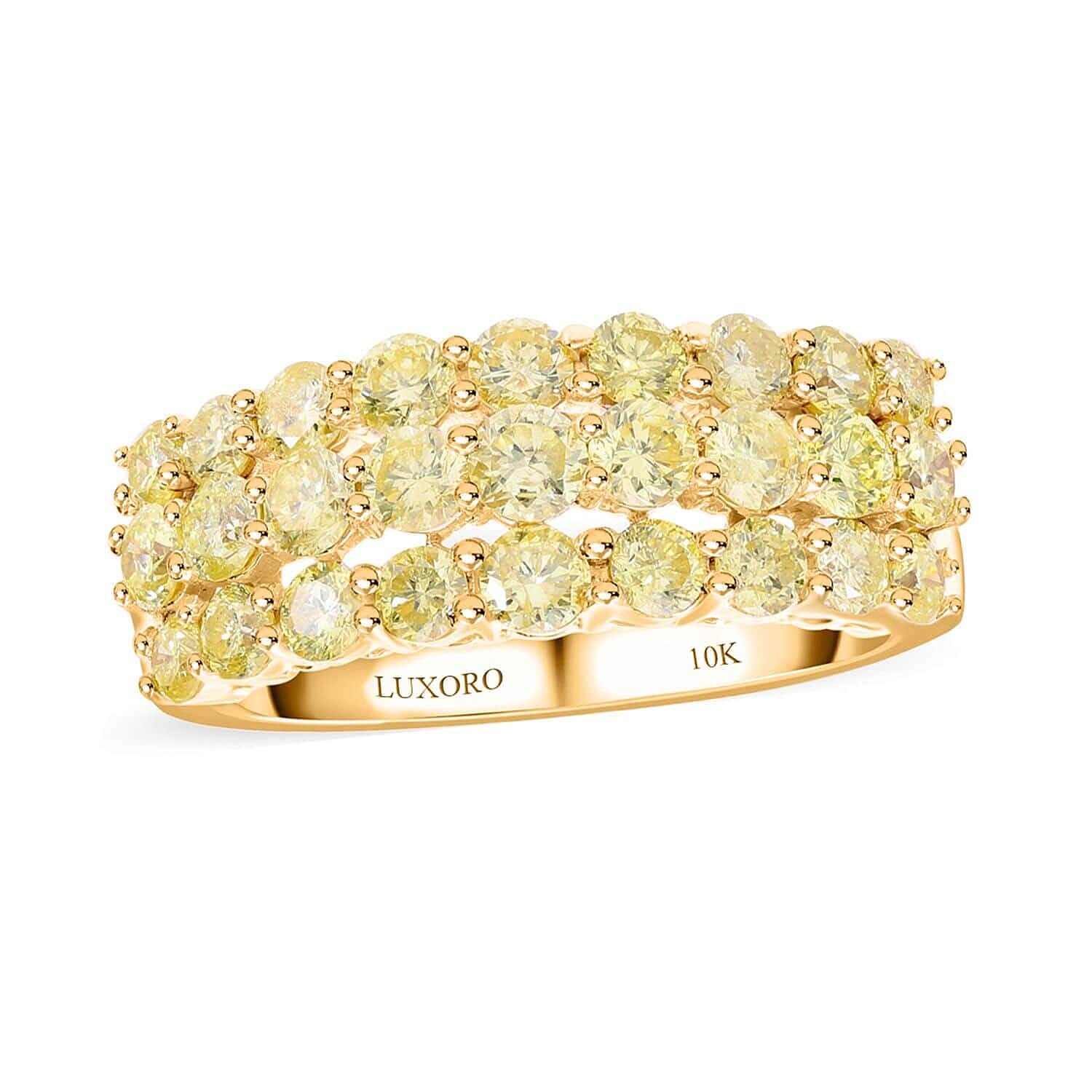 Luxoro 10K Yellow Gold Natural Yellow Diamond (I3) Ring (Size 10.0) (5.15 g) 2.00 ctw