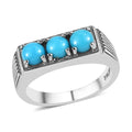 Sleeping Beauty Turquoise 3 Stone Ring in Stainless Steel (Size 10) 1.50 ctw - Sticky add to cart bar