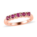 Premium Montepuez Ruby 5 Stone Ring in Vermeil Rose Gold Over Sterling Silver 0.40 ctw - Sticky add to cart bar