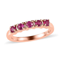 Premium Montepuez Ruby 5 Stone Ring in Vermeil Rose Gold Over Sterling Silver 0.40 ctw