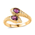 Purple Garnet, Moissanite Bypass Ring in Vermeil YG Over Sterling Silver (Size 10.0) 0.60 ctw - Sticky add to cart bar