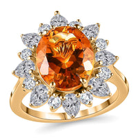 Premium Serra Gaucha Citrine and Moissanite Sunburst Ring in Vermeil Yellow Gold Over Sterling Silver 6.30 ctw