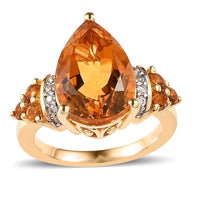 Serra Gaucha Citrine, White Zircon Ring in Vermeil YG Over Sterling Silver (Size 10.0) 5.40 ctw