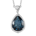 Premium London Blue Topaz, Moissanite Necklace (18 Inches) in Platinum Over Sterling Silver 17.65 ctw - Sticky add to cart bar