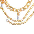 White Glass Necklace in Goldtone 29-45 Inches - Sticky add to cart bar