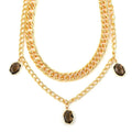 Silver Gray Glass Necklace in Goldtone 29.50-45.50 Inches - Sticky add to cart bar