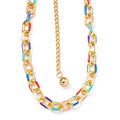 Multi Color Enameled Necklace in Goldtone 28.50-44.50 Inches - Sticky add to cart bar
