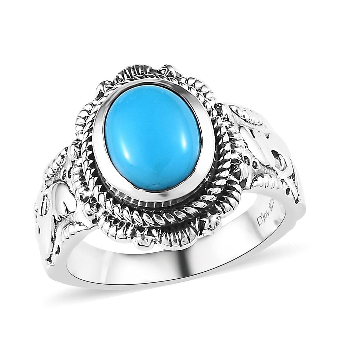 Artisan Crafted Sleeping Beauty Turquoise Solitaire Ring in Sterling Silver (Size 10.0) 1.50 ctw