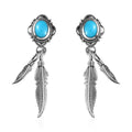 Artisan Crafted Sleeping Beauty Turquoise 2.00 ctw Feather Earrings in Sterling Silver - Sticky add to cart bar