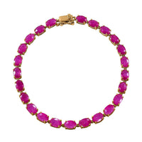 Luxoro 14K Yellow Gold AAA Mozambique Ruby Tennis Bracelet (7.25 In) 15.60 ctw