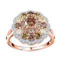 Doorbuster Luxoro 10K Rose Gold Natural Champagne, Natural Yellow and White Diamond (I3) Ring (Size 7.0) 2.00 ctw - Sticky add to cart bar