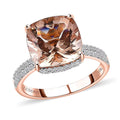 Luxoro 14K Rose Gold AAA Marropino Morganite and G-H I2 Diamond Ring 4.25 Grams 7.00 ctw - Sticky add to cart bar