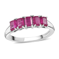 Premium Montepuez Ruby 5 Stone Ring in Platinum Over Sterling Silver (Size 10) 1.25 ctw