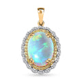 Luxoro 14K Yellow Gold AAA Ethiopian Welo Opal, I3 Natural Yellow and White Diamond Pendant 3.75 Grams 7.80 ctw - Sticky add to cart bar