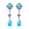 Sleeping Beauty Turquoise and Multi Gemstone Drop Earrings in Platinum Over Sterling Silver 2.50 ctw - Sticky add to cart bar