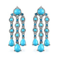 Sleeping Beauty Turquoise and Malgache Neon Apatite Dangling Earrings in Platinum Over Sterling Silver 6.00 ctw - Sticky add to cart bar