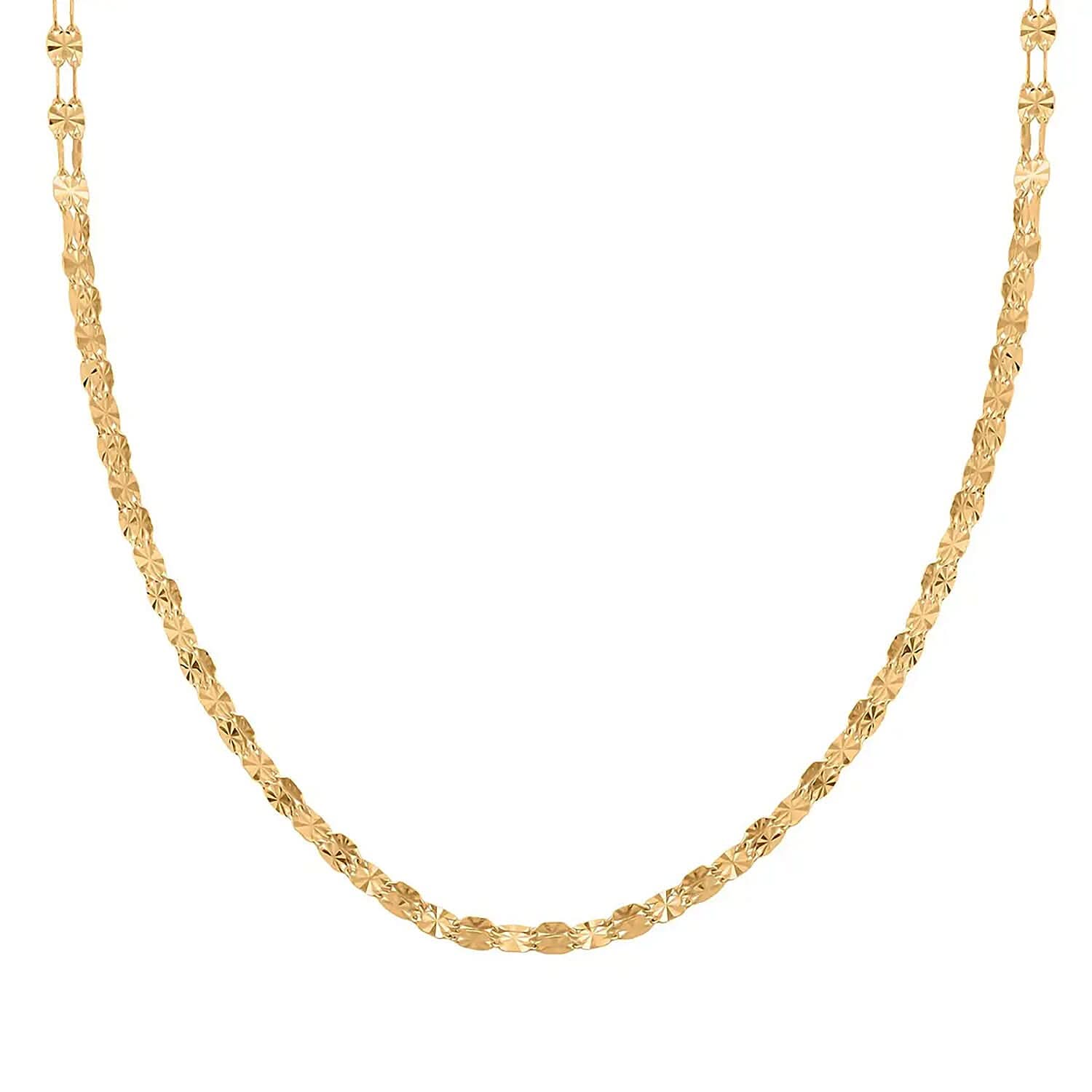 Double Sunburst Petali Italian 14K Yellow Gold Chain Necklace 18 Inches 3.65 Grams