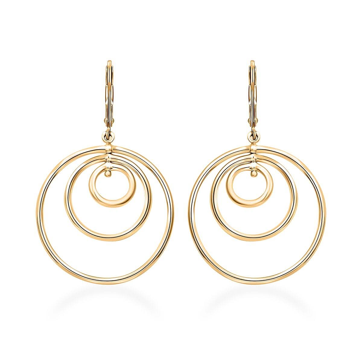 Concentric Circles Italian 10K Yellow Gold Earrings 2.25 Grams
