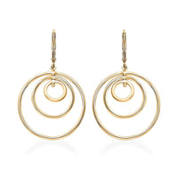 Concentric Circles Italian 10K Yellow Gold Earrings 2.25 Grams
