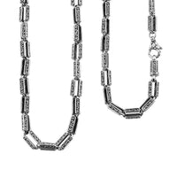 TLV Bali Legacy Sterling Silver Engraved Rectangular Link Chain Necklace (22 Inches) (50.85 g)