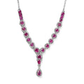 Premium Montepuez Ruby and White Zircon Necklace 18 Inches in Platinum Over Sterling Silver 5.00 ctw - Sticky add to cart bar